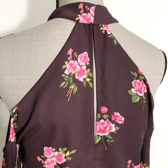 Pink Martini Rose Floral Cold Shoulder Maxi Dress - Picture 5 of 8